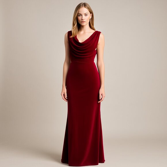 ⭐ Vince Camuto Red Velvet Draped Gown — Size 4 - Picture 1 of 10